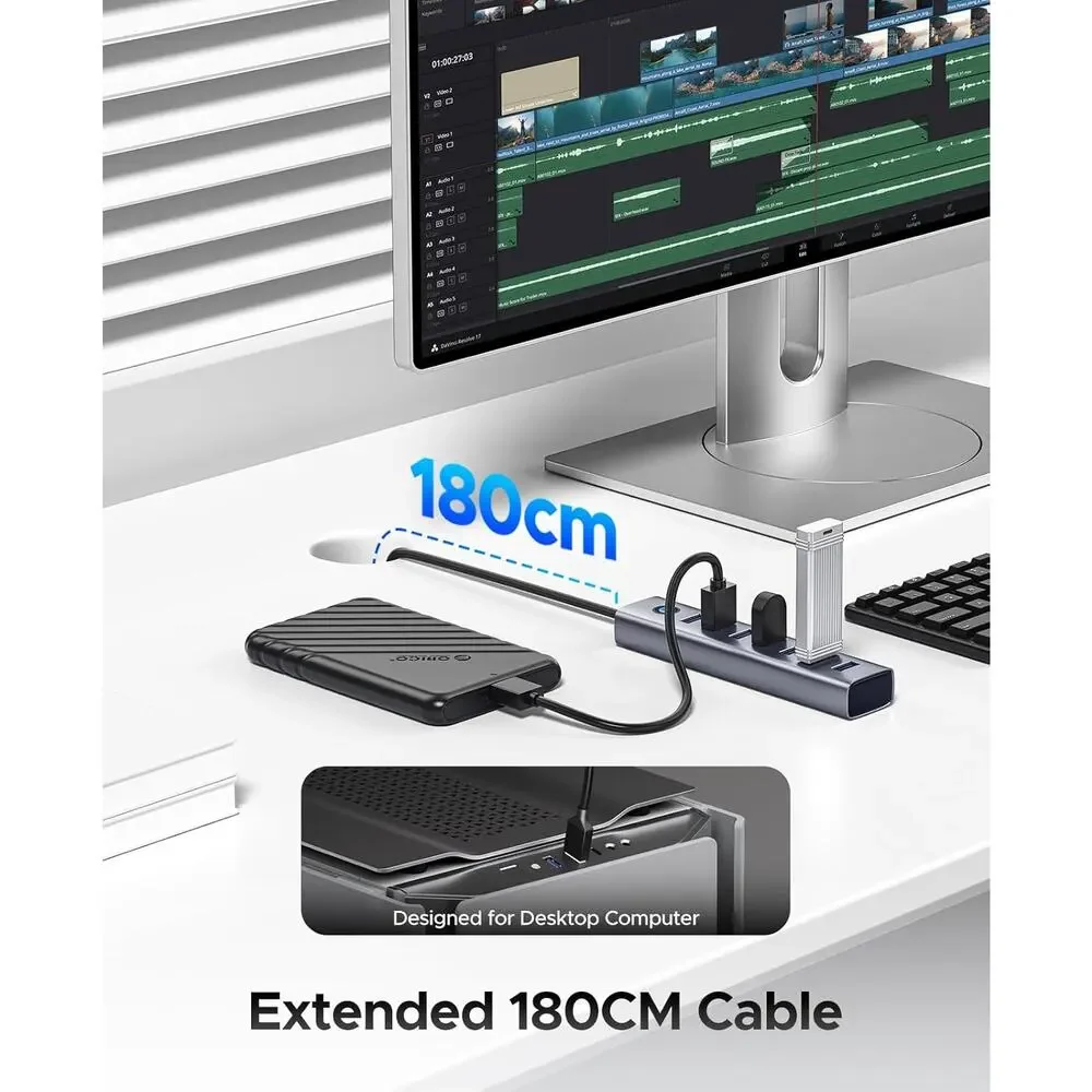 ORICO 7-Port USB 3.0 Hub, Aluminum USB Multiple Adapter